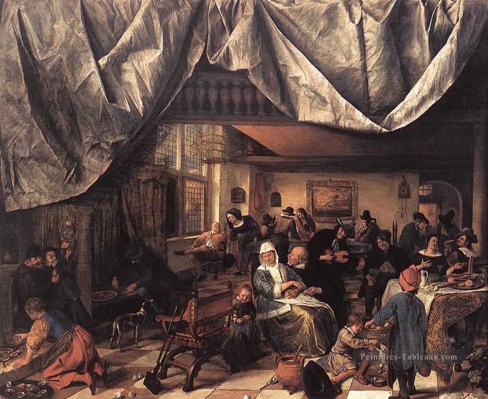 La vie de l’homme néerlandais genre peintre Jan Steen Peintures à l'huile